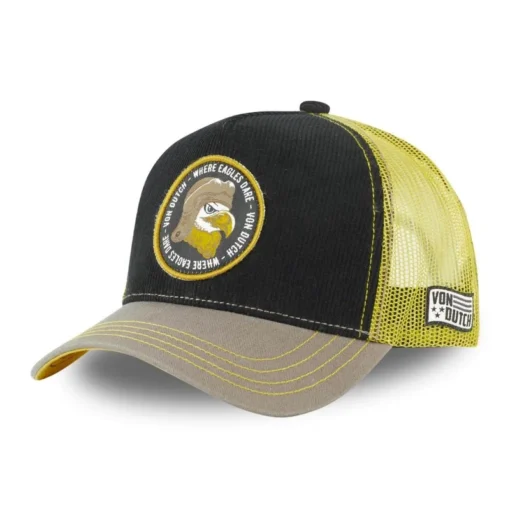 Gorra Von Dutch California rejilla y ajustable WHERE EAGLES DARE ref_VD/O/CAS1/EAG negro beige y amarillo