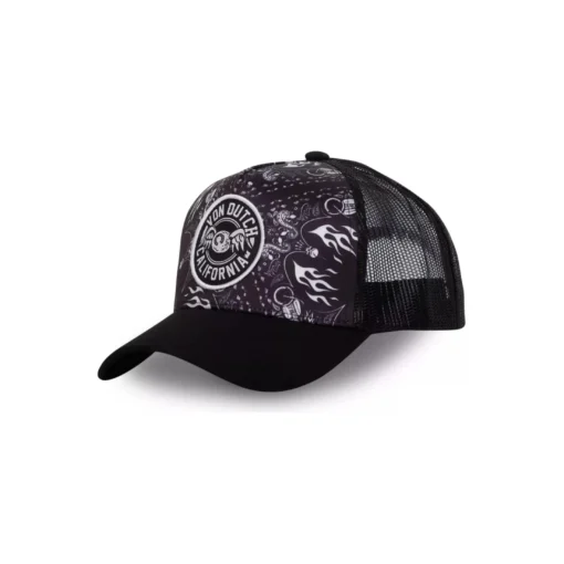 Gorra Von Dutch California ALAS rejilla y ajustable con parche frontal ref-VD/1/CT/BAN negra y blanco