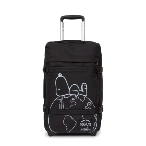 MALETA CABINA AVIÓN EASTPAK TRANSIT'R S 42L EK0A5BA7 7O1 PEAMUTS PLACED -negra con dibujo Snoopy