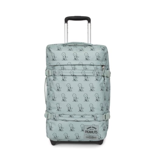 MALETA CABINA AVIÓN EASTPAK TRANSIT'R S 42L EK0A5BA7 6O8 PEANUTS MINT -verde menta con estampado de Snoopys