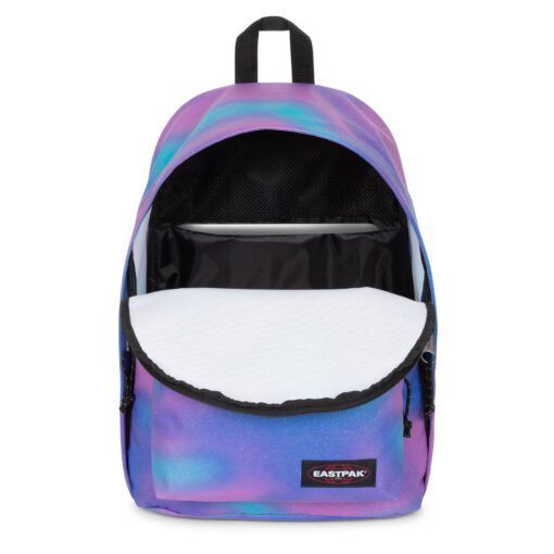 MOCHILA EASTPAK Out Of Office 27 litros con bolsillo para portátil EK7672Q2 SPARKLY BLUR-purpurina violeta y lila