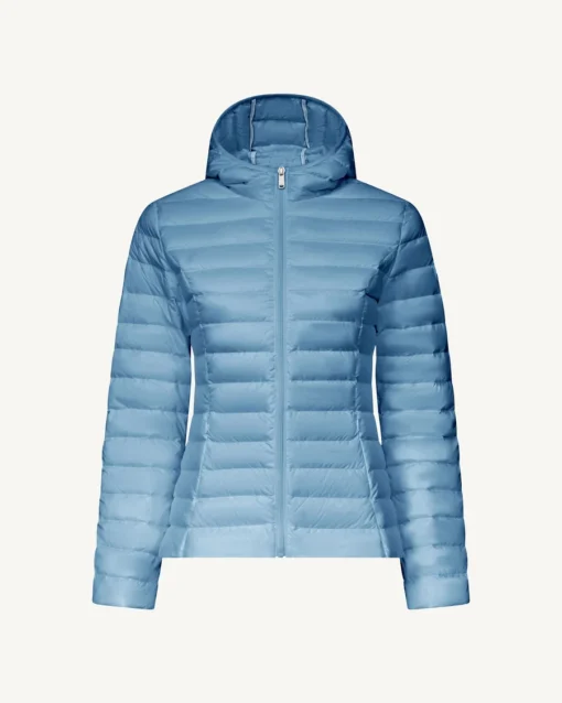 Chaqueta con capucha Jott de plumas pato Mujer azul cielo