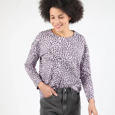 Camiseta de manga larga y algodón vegano WEMOTO manga larga ref-242.217-548 kimi leopardo rosa