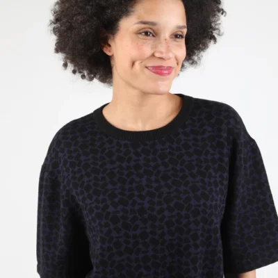 Camiseta de punto jacquard de algodón de manga corta vegano WEMOTO Ref-242.214-451 PAIGE -blue