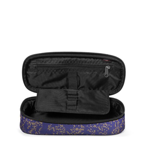 Estuche escolar Eastpak: PLUMIER OVAL SINGLE EK000717 2Q5 GLITSPLASH NAVY azul con estampado de puntos dorados