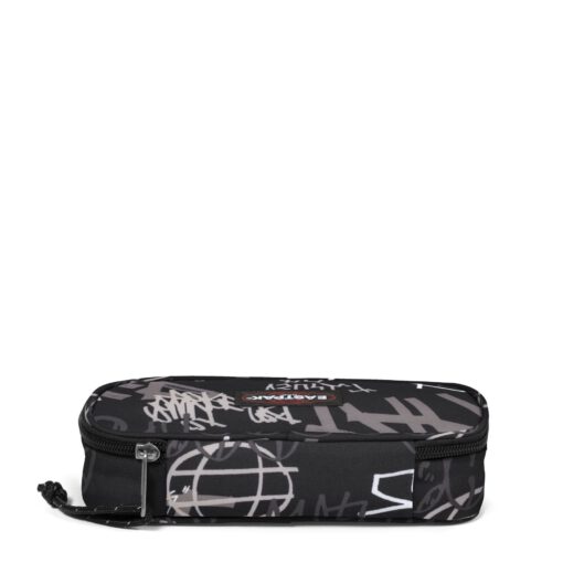 Estuche escolar Eastpak: PLUMIER OVAL SINGLE EK000717 2Q6 STREET TAGS BLACK negro gris y blanco