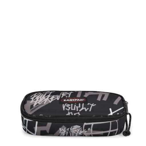 Estuche escolar Eastpak: PLUMIER OVAL SINGLE EK000717 2Q6 STREET TAGS BLACK negro gris y blanco