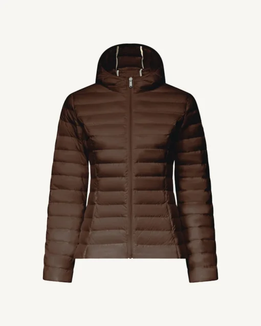 Chaqueta con capucha Jott de plumas pato Mujer 80H CLOE PF22WDOW01 dark chocolate BASIC Justoverthetop marrón