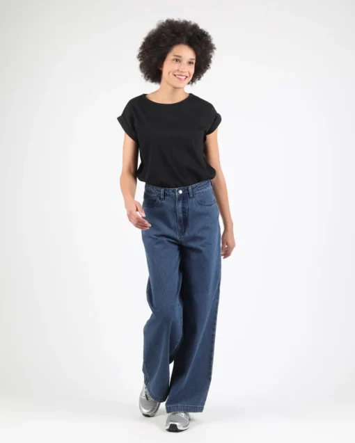 Pantalón WEMOTO de pernera ancha y de algodón ref-242.702-470 Dark Denim oscuro