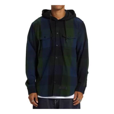 Camisa de Manga Corta Hombre DC RUCKUS HOODED Ref.ADYWT03104 cuadros verde y azul