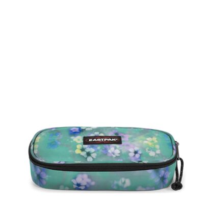 Estuche escolar Eastpak: PLUMIER OVAL SINGLE EK000717 7V3 FLORA FADE AQUA verde con flores
