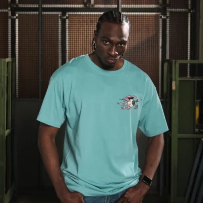 Camiseta GRIMEY manga corta unisex GA735-BLU SS25 PEACE WITHIN THE WATCHING EYEZ REGULAR TEE BLUE-azul