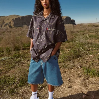 Camisa GRIMEY manga corta Unisex LONE HAND BUTTON UP SHIRT Ref. GHS744-SS25 black-negro