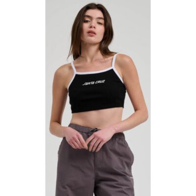 Camiseta SANTA CRUZ tirantes para chica STRIP CONTRAST VEST ref-sca wve 0693- negro y blanco