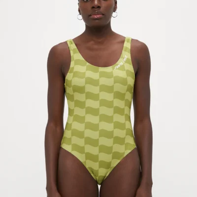 BAÑADOR SANTA CRUZ para mujer strip bodysuit ref-SCA-wop-0016 chartreuse wave check-pistacho