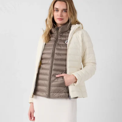Chaqueta capucha pelo Jott de plumas Mujer PS25WDOW10 SALMA 90H Natural Blanco roto