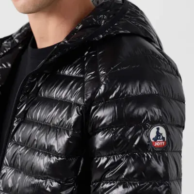 Chaqueta con capucha Jott de plumas pato Hombre NICO SHINY 999 NOIR -negro laquee
