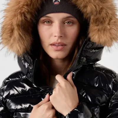 Chaqueta Jott de pluma PERLE Mujer con capucha de pelo GRAND FROID FW23WPAR50-999 laquée Grand Froid Noir Perle