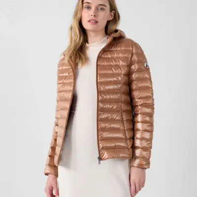 Chaqueta con capucha Jott de pluma CLOE Mujer WDOW212505-80R Sucre roux shiny Marrón dorado