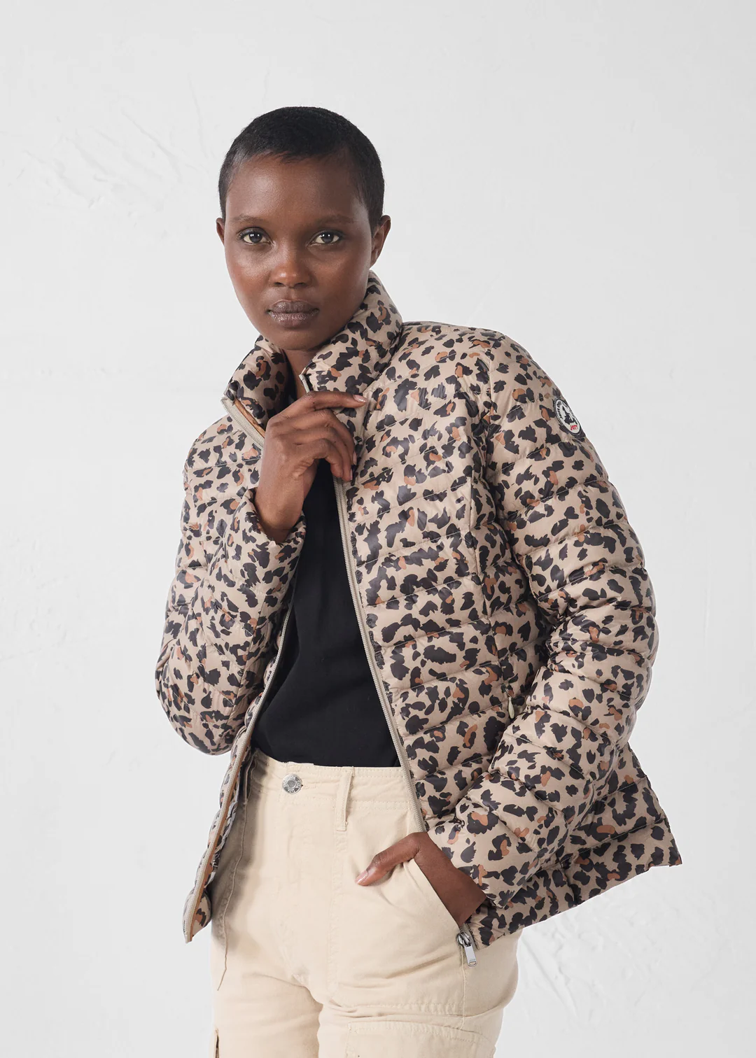 chaqueta-cha-jott2 Chaqueta Jott de plumas pato sin capucha Mujer CHA WDOW212582-81A Leopard beige print