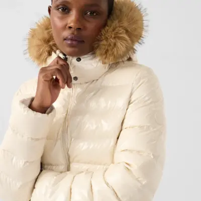 Chaqueta Jott de plumas Mujer con capucha de pelo GRAND FROID LUXE WDOW212530-90H Natural Laquee