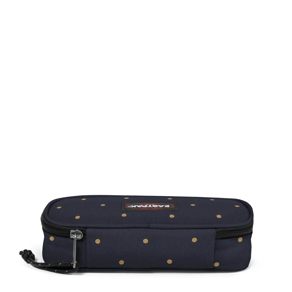 Plumier-oval-eastpak 2 Estuche Eastpak escolar: PLUMIER OVAL EK7176W4 DOTS MARINE GOLD-azul noche y topos