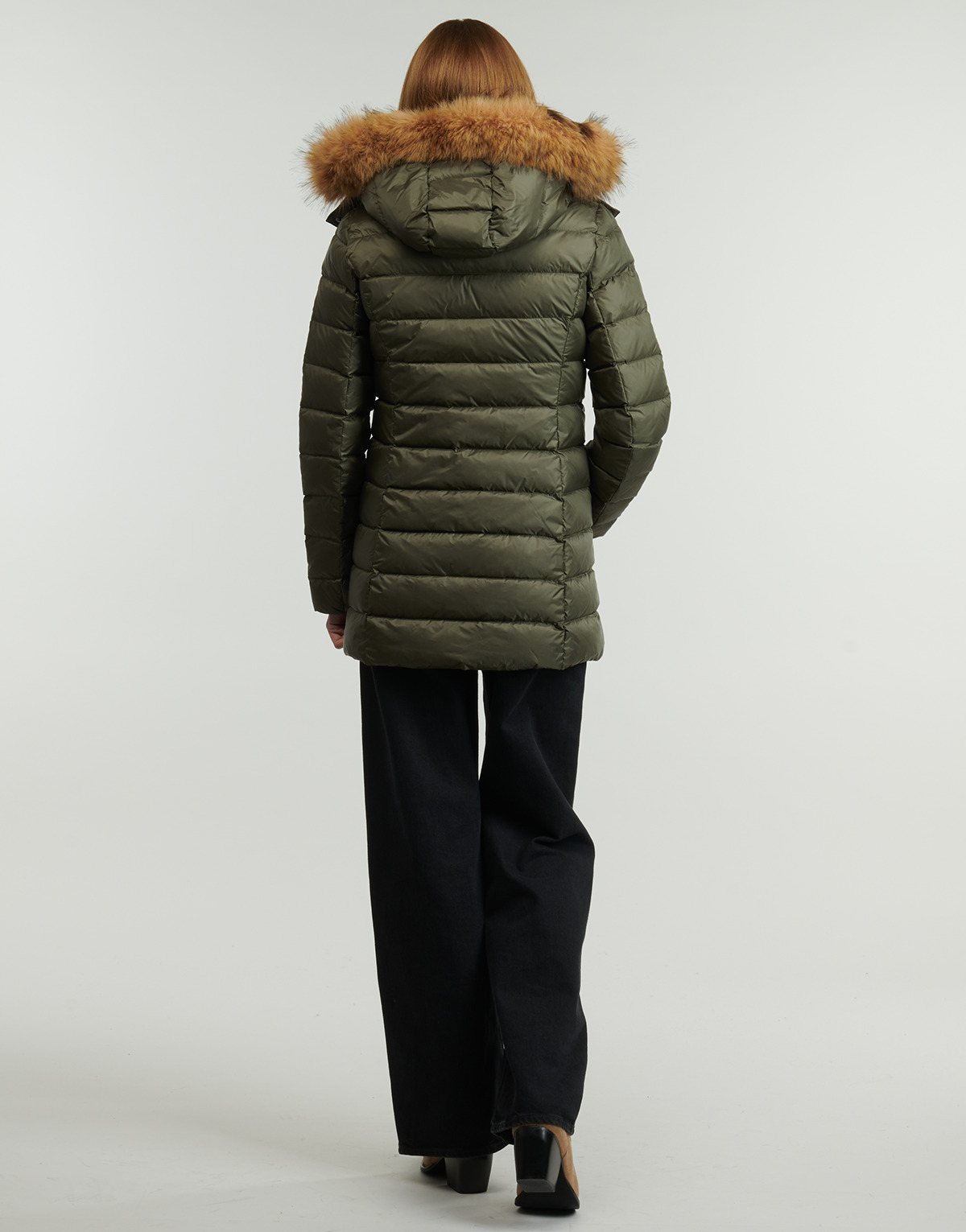 chaqueta perle2 Chaqueta Jott de plumas pato Mujer con capucha de pelo GRAND FROID FW24WDOW66 PERLE 255 Army -Khaki