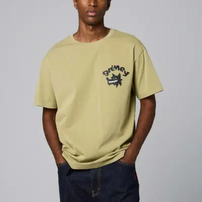 Camiseta GRIMEY manga corta GA774-FW25 THE PLANET REGULAR THE KHAKI-verde