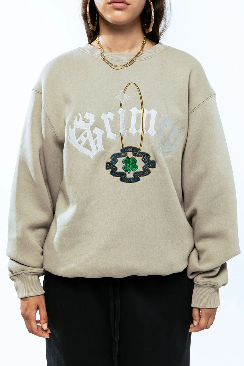 Sudadera Grimey SUDADERA con cuello redondo GRIMEY Saoirse Vintage crewneck Grey GSW602 Beige
