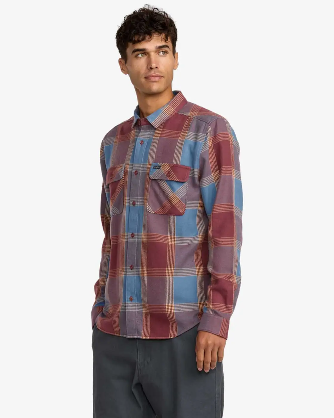 camisa rvca Camisa Manga larga hombre RVCA ref-23A053502 THATLL WORK FLANNEL cuadros marrón