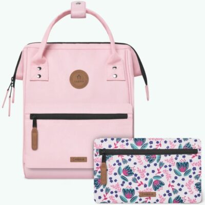 MOCHILA -BOLSO CABAIA Adventurer Small OUIDAH TWO POCKETS BABY PINK-rosa claro