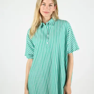 vestido de manga corta y algodón vegano WEMOTO GREEN ref-272.938-600 rayas verdes